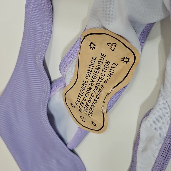 💟 NWOT Ribbed V Front High Leg Bikini Lavender Purple Small - Picture 10 of 11